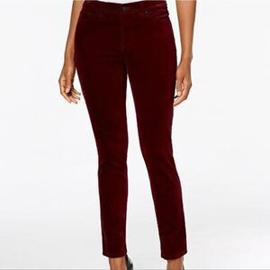 CHARTER CLUB Wine Velvet-Trim Skinny Pants, Created for Macy's Size 10
